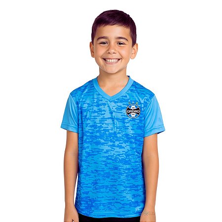 Camiseta Infantil Grêmio Rajada Azul Oficial