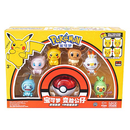 Box Com 6 Bonecos Pokémon Face + Pokébola Muda Rosto
