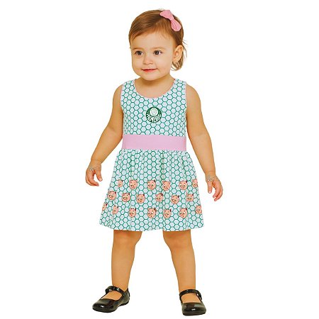Vestido Bebê Infantil Palmeiras Estampa Porquinhos Oficial