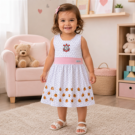 Vestido Infantil Corinthians Ursinhos Oficial