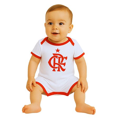 Macacão Bebê Flamengo Tip Top Manga Curta Oficial
