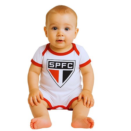 Macacão Bebê São Paulo Tip Top Manga Curta Oficial