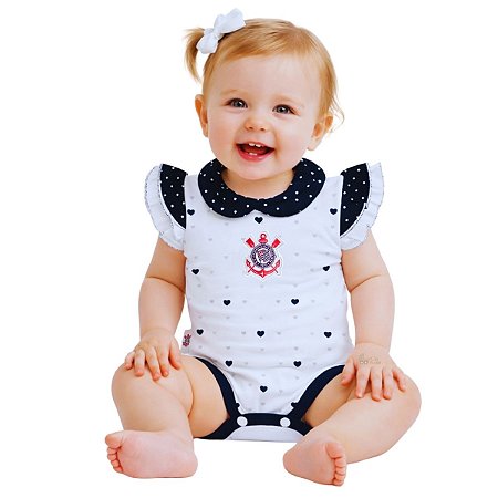 Body Corinthians Feminino Estampa de Corações Ofical