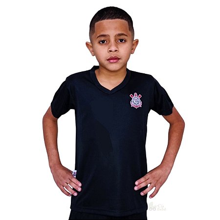Camiseta Infantil Corinthians Preta Gola V Oficial