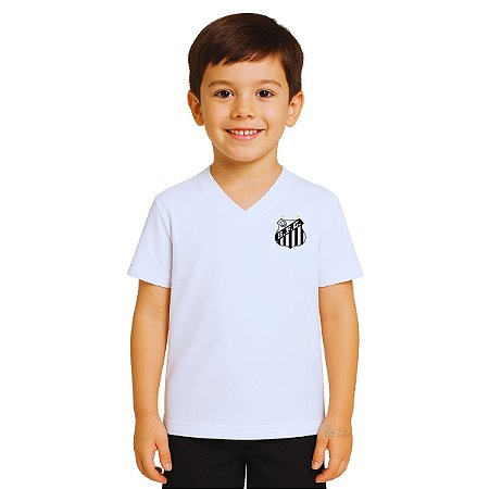 Camiseta Infantil Santos Branca Gola V Oficial