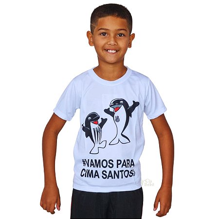 Camiseta Infantil Santos Branca Mascote Oficial