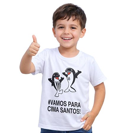 Camiseta Infantil Santos Branca Mascote Oficial