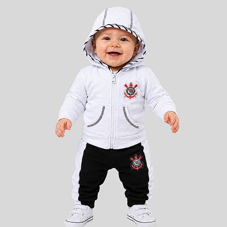 Agasalho Bebê Corinthians Conjunto de Frio Plush Oficial