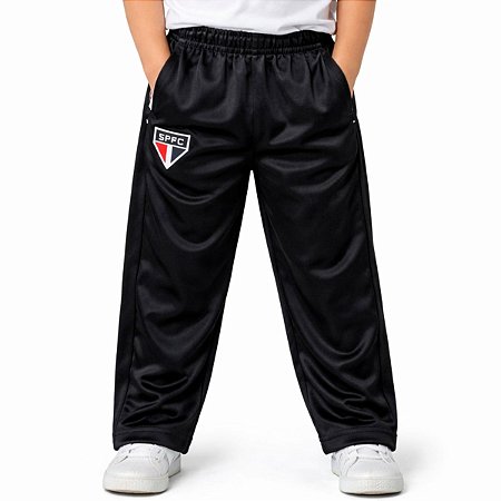 Calça São Paulo Bebê Infantil Juvenil Preta Flanelada