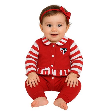 Macacão Bebê São Paulo Longo Feminino Oficial