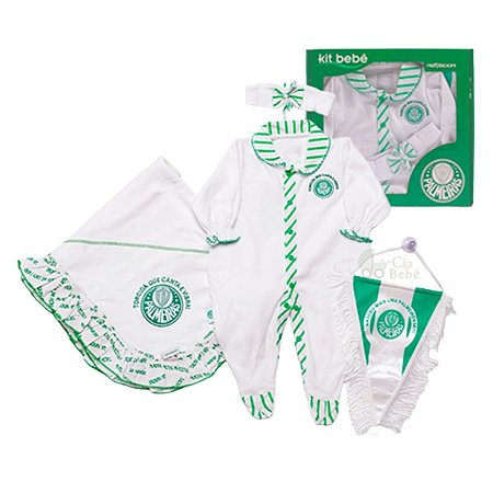 Kit Maternidade Palmeiras Feminino com Manta e Tiara Oficial