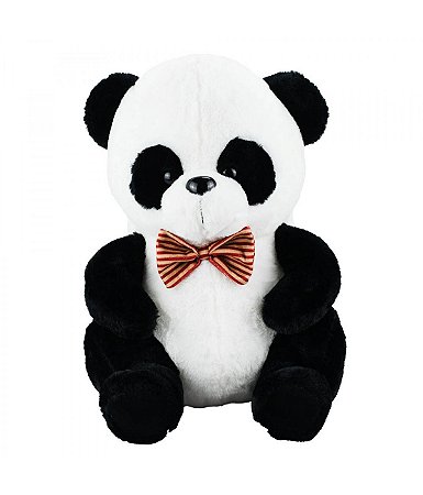 Ursinho Panda Pelúcia Sentado com Gravata Borboleta 23cm