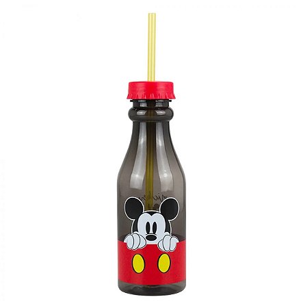 Garrafa Plastico Com Canudo Mickey 500ml Disney