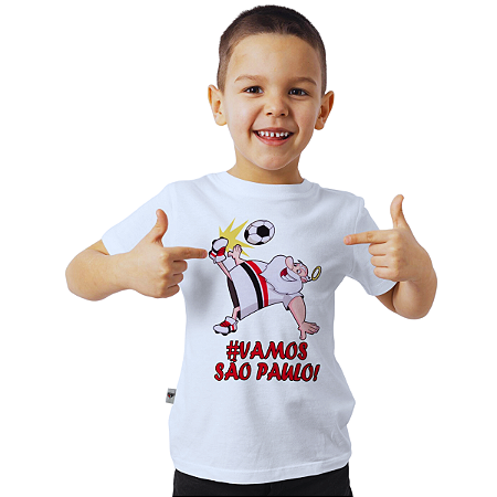 Camiseta Infantil São Paulo Mascote Branca Oficial