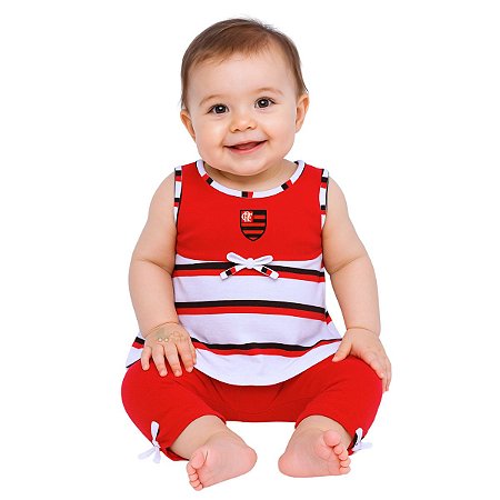 Conjunto Bebê Flamengo Bata e Calça Legging Oficial