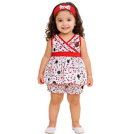 Vestido Flamengo Infantil com Shorts e Tiara Oficial