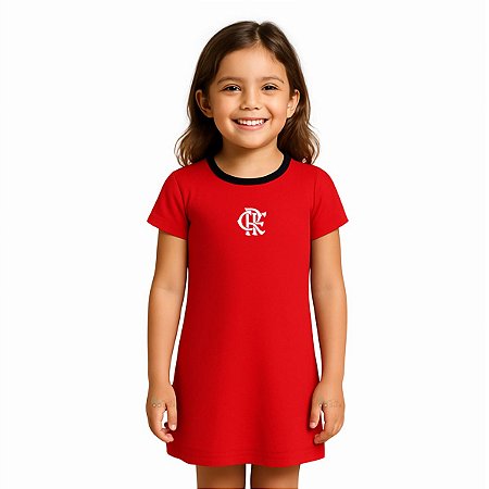 Vestido Infantil Flamengo Tubinho Vermelho Oficial