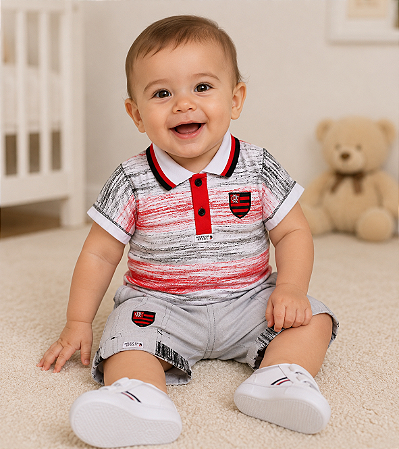 Conjunto Flamengo Bebê Polo e Bermuda Oficial