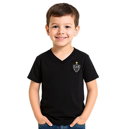 Camisa Infantil Atlético MG Preta Gola V Oficial