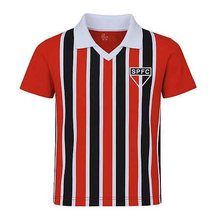 Camisa Infantil São Paulo Polo Listrada Retrô Oficial