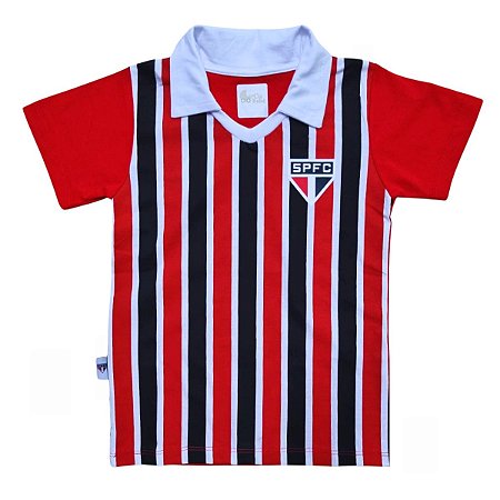 Camisa Infantil São Paulo Polo Listrada Retrô Oficial