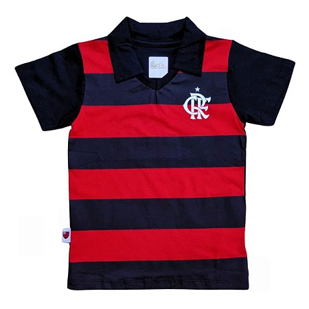 Camisa Infantil Flamengo Polo Listrada Retrô Oficial