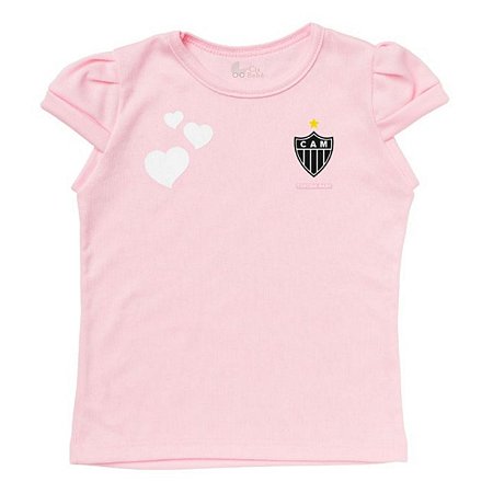 Camisa Infantil Atlético MG Baby Look Rosa Oficial