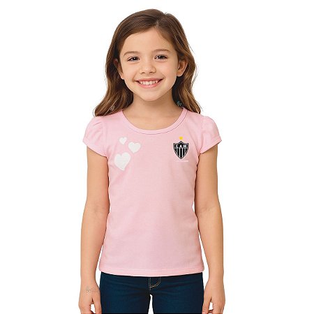 Camisa Infantil Atlético MG Baby Look Rosa Oficial