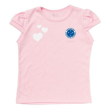 Camisa Infantil Cruzeiro Baby Look Rosa Oficial