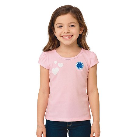 Camisa Infantil Cruzeiro Baby Look Rosa Oficial