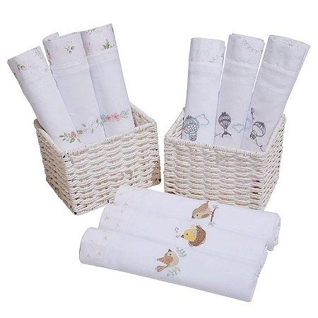 Fralda Bordada Mami Bordadas 72Cm X 66Cm Com 03 Unidades