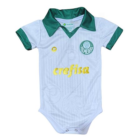 Body Bebê Palmeiras Branco Premium Torcida Baby