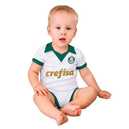 Body Bebê Palmeiras Branco Premium Torcida Baby