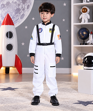 Fantasia Infantil Astronauta Traje Espacial Branca