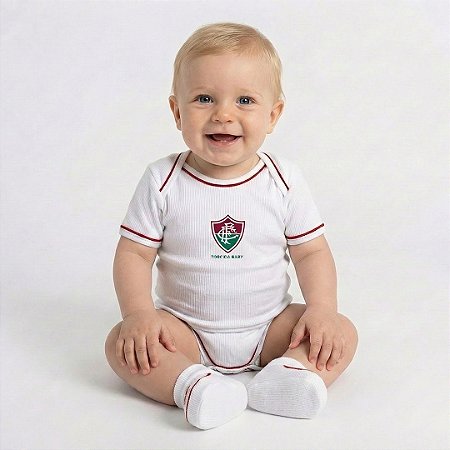 Body e Pantufa Fluminense Branco Torcida Baby