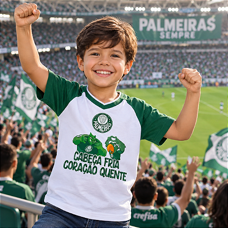 Camiseta Infantil Palmeiras Cabeça Fria Coração Quente