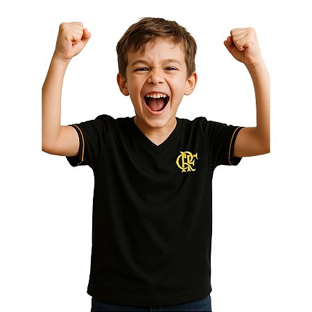 Camiseta Infantil Flamengo Preta Premium Oficial