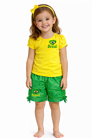 Conjunto Infantil Brasil Feminino Uniforme Seleção