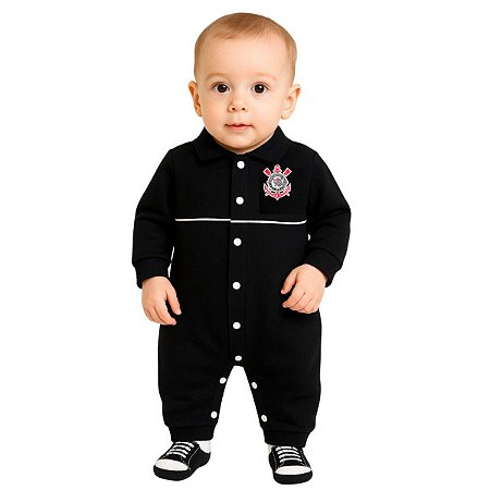 Macacão Bebê Corinthians Longo Chuteira Oficial