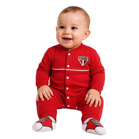 Macacão Bebê São Paulo Longo Chuteira Oficial