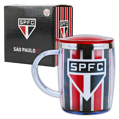 Caneca Térmica Com Tampa São Paulo FC Oficial 450ml