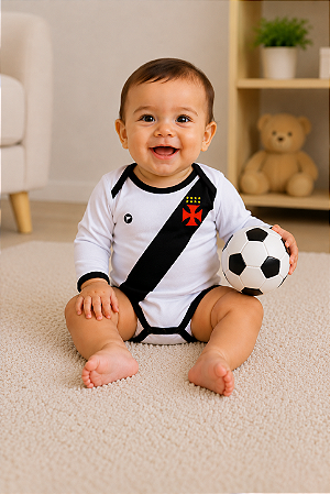 Body Bebê Vasco Longo Proteção UV Oficial