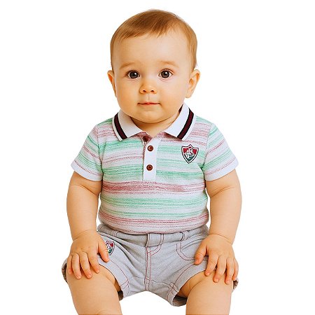 Conjunto Infantil Fluminense Polo e Bermuda Oficial