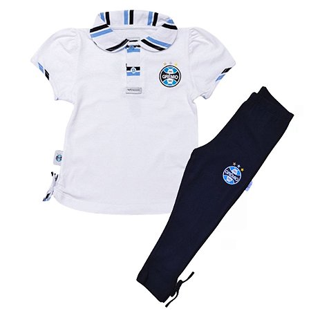 Conjunto Infantil Grêmio Feminino Camisa Polo e Calça