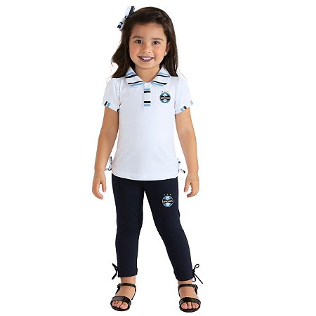 Conjunto Infantil Grêmio Feminino Camisa Polo e Calça