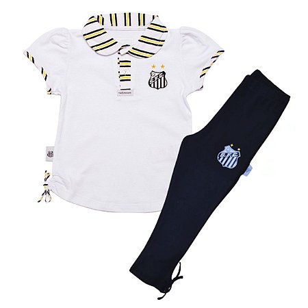 Conjunto Infantil Santos Feminino Camisa Polo e Calça