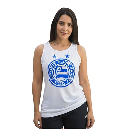 Camisa Bahia Regata Feminina Branca Escudo Adulto Oficial