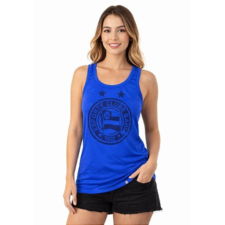 Camisa Bahia Regata Feminina Azul Escudo Adulto Oficial