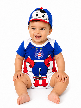 Body Bebê Bahia Mascote Com Boné Oficial