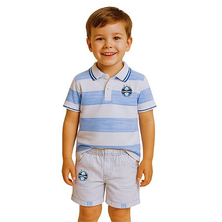 Conjunto Infantil Grêmio Camisa Polo e Bermuda Oficial